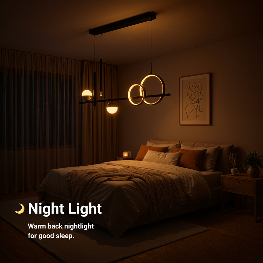 Suspended LED chandelier with remote control DAMARA 44W, Cold/Warm/Neutral light, Dimmable, Black, Height Adjustable LED Chandeliers with Remote Control Default Title Alessandro Design