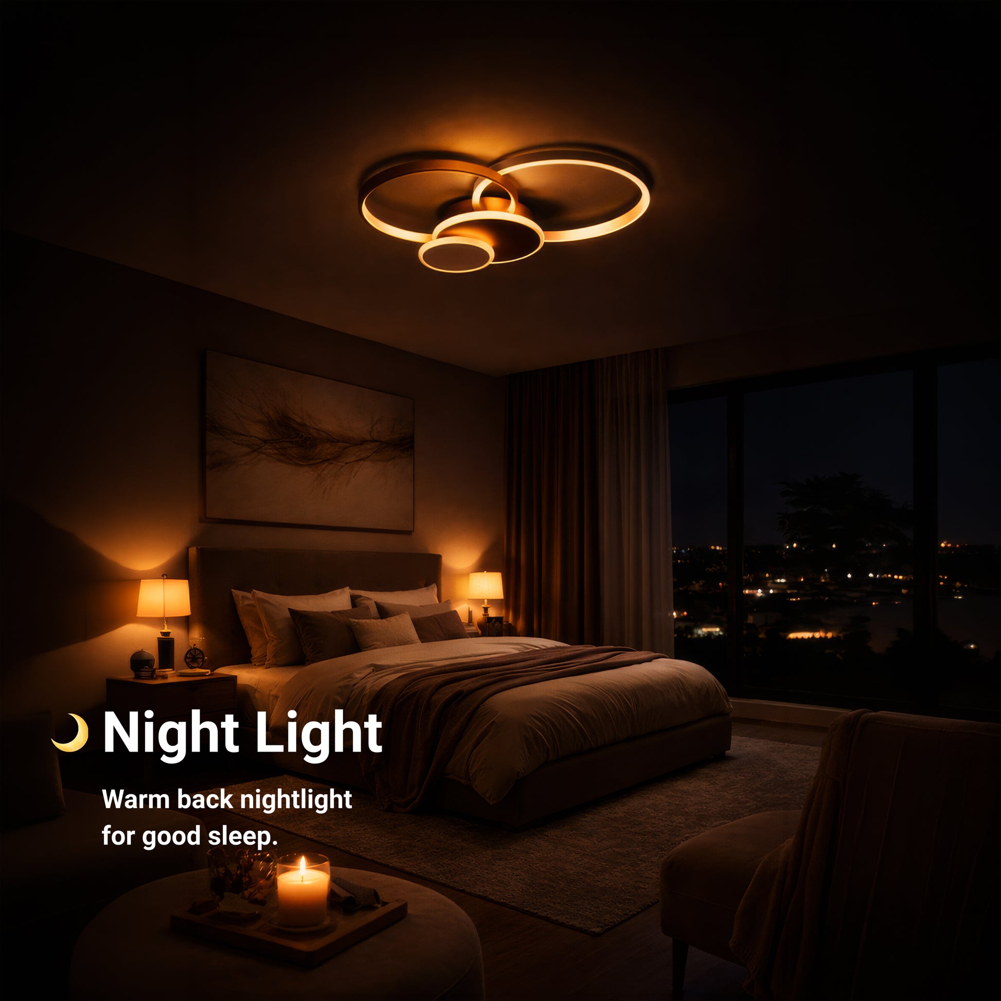 LED Chandelier with Remote Control KILLIAN 80W, 4 Circles, Cold/Warm/Neutral Light, Dimmable, Gold LED Chandeliers with Remote Control Default Title Alessandro Design