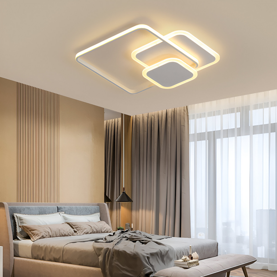 LED chandelier with remote control ANEMONA 75W, 3 Squares, Cold/Warm/Neutral light, Dimmable, White LED chandelier with remote control Default Title Alessandro Design