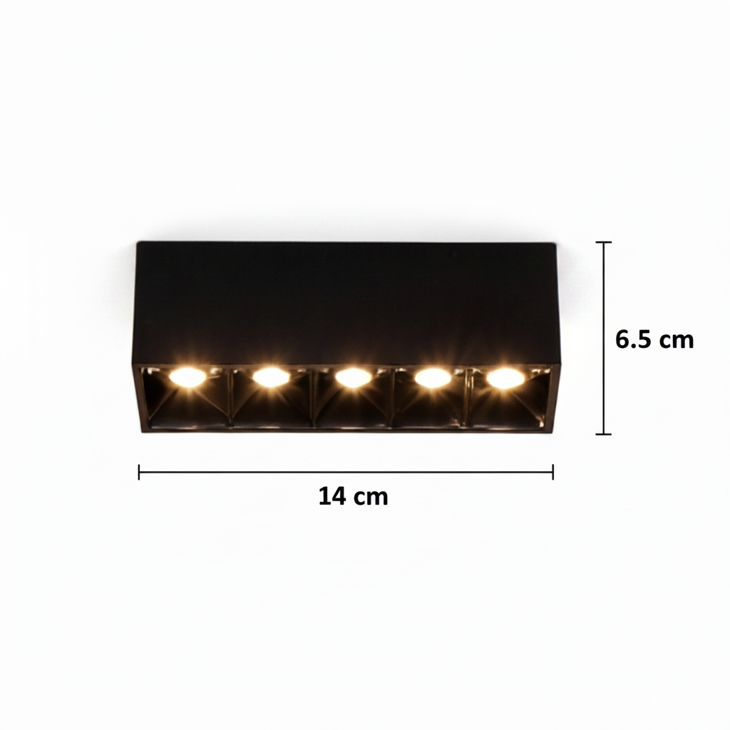 Proiector LED Liniar Aplicat Grilă 8W, Lumina Neutra 4000K, 5 surse, 14 x 3.5 x 6.5 cm Plafoniere LED Default Title Alessandro Design