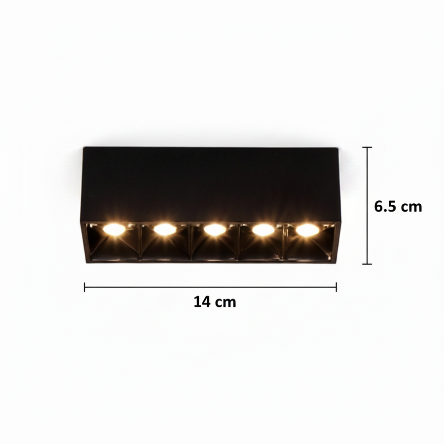 Proiector LED Liniar Aplicat Grilă 8W, Lumina Neutra 4000K, 5 surse, 14 x 3.5 x 6.5 cm Plafoniere LED Default Title Alessandro Design