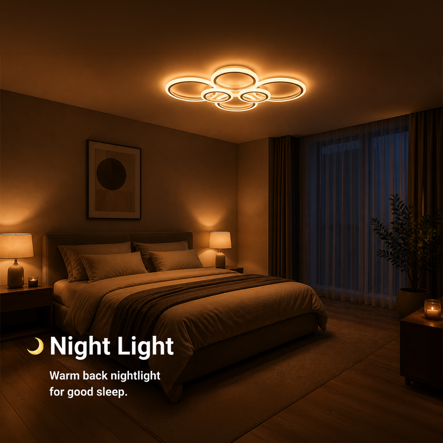 LED chandelier with remote control BETTY 82W, 6 Circles, Cold/Warm/Neutral light, Dimmable, White LED chandelier with remote control Default Title Alessandro Design