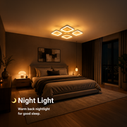 LED chandelier with remote control ZOE 53W, 4 Squares, Cold/Warm/Neutral light, Dimmable, White LED chandelier with remote control Default Title Alessandro Design
