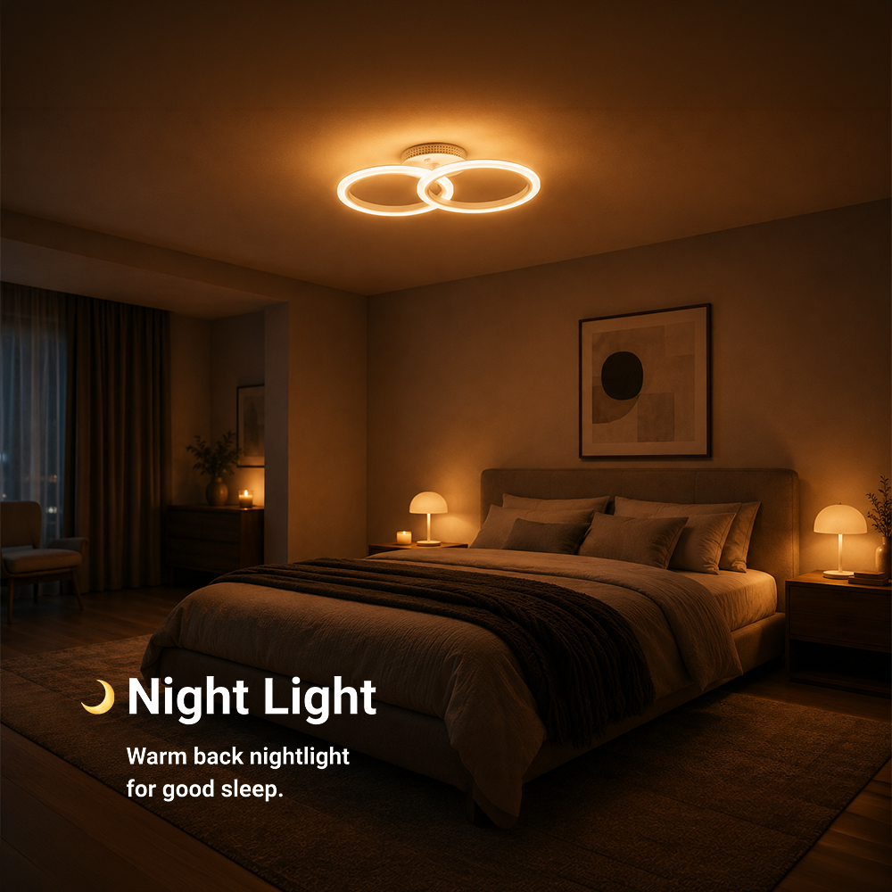 LED chandelier with remote control BETTY 27W, 2 Circles, Cold/Warm/Neutral light, Dimmable, White LED chandelier with remote control Default Title Alessandro Design