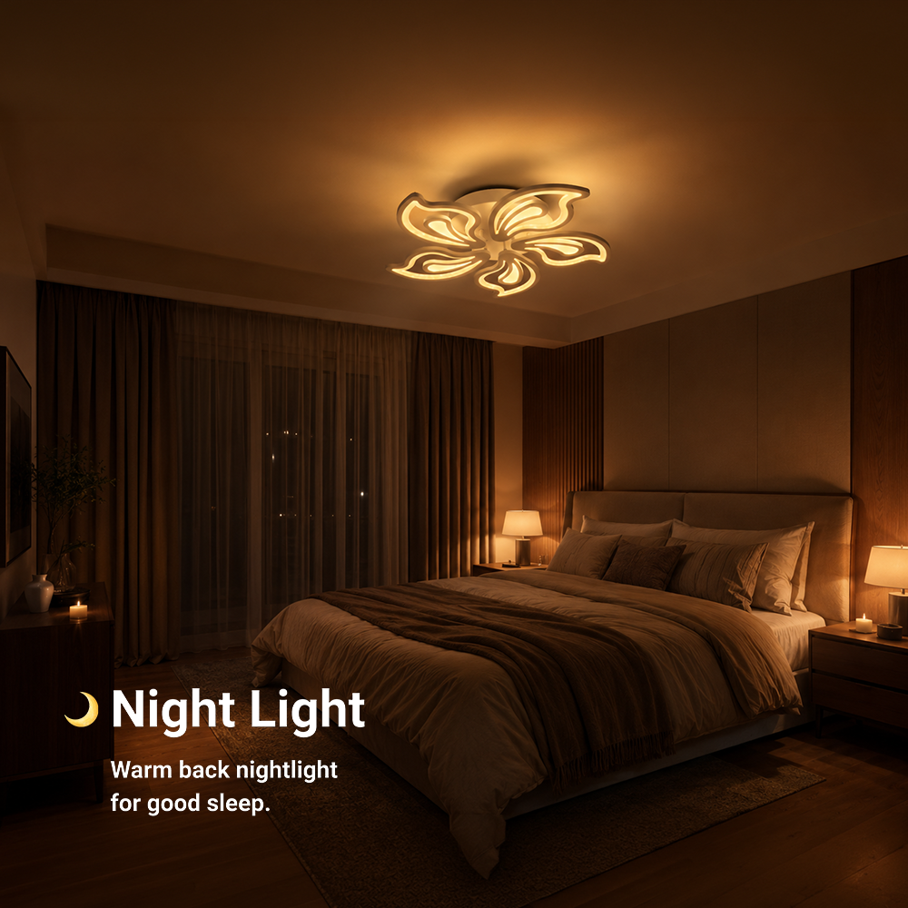 LED chandelier with remote control GLORIOSA 95W, 5 Petals, Cold/Warm/Neutral light, Dimmable, White LED chandelier with remote control Default Title Alessandro Design
