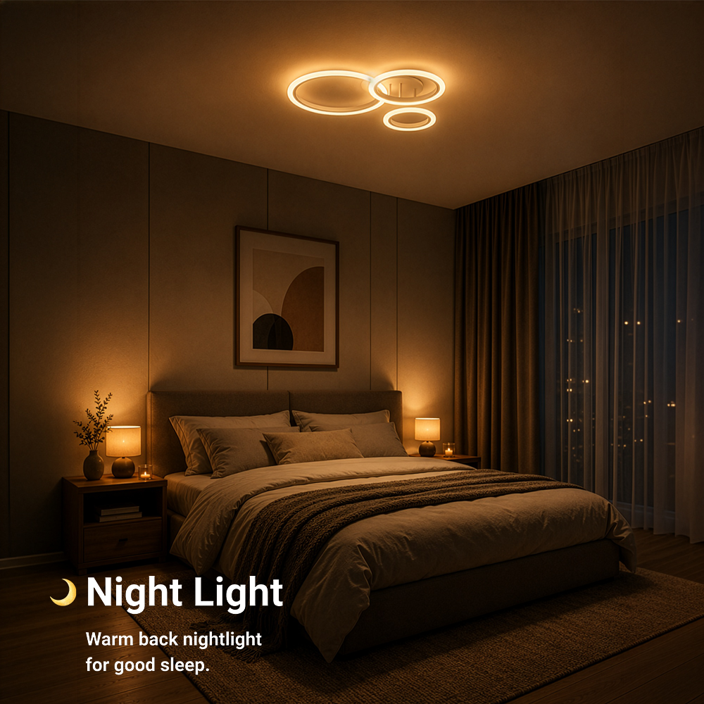 LED Chandelier with Remote Control BETTY 40W, 3 Circles, Cold/Warm/Neutral Light, Dimmable, White, Metal and Acrylic LED Chandeliers with Remote Control Default Title Alessandro Design
