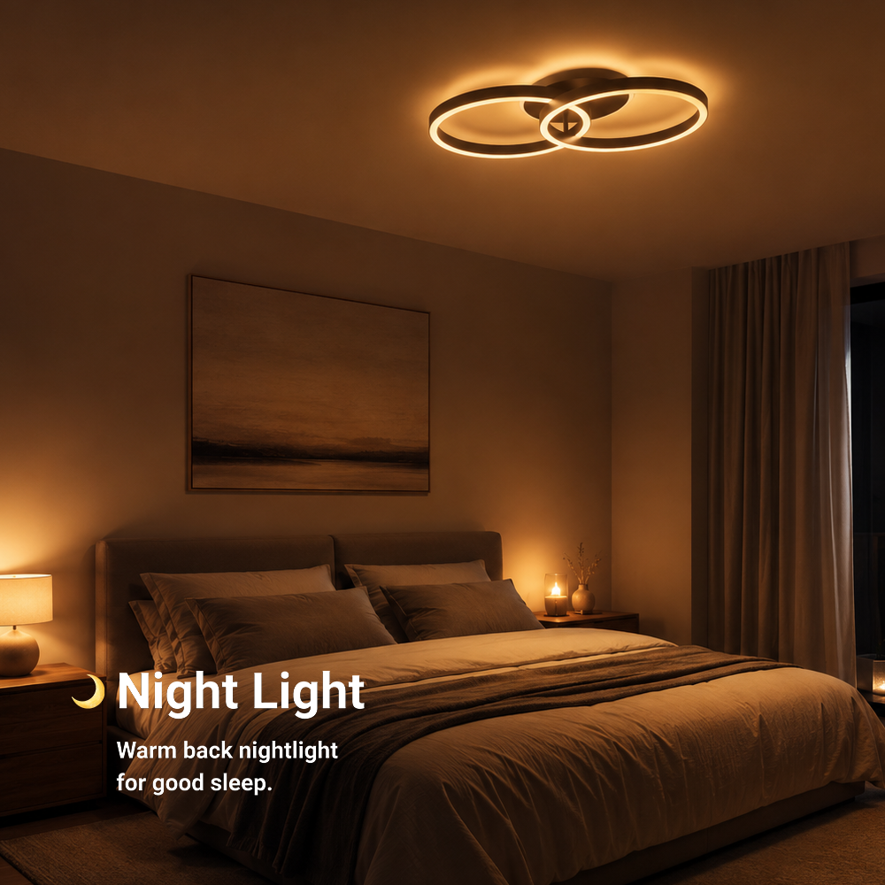 LED Chandelier with remote control RIGA LILITH 34W, 2 Circles, Cold/Warm/Neutral light, Dimmable, Black LED Chandeliers with Remote Control Default Title Alessandro Design