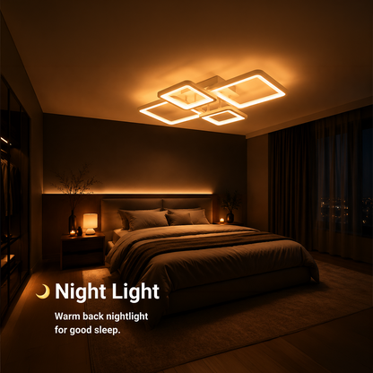 LED chandelier with remote control ELLA 67W, 4 Squares, Cold/Warm/Neutral light, Dimmable, White LED chandelier with remote control Default Title Alessandro Design