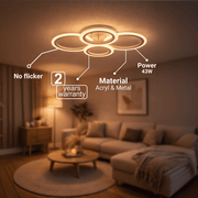 LED chandelier with remote control BETTY 43W, 4 Circles, Cold/Warm/Neutral light, Dimmable, White LED chandelier with remote control Default Title Alessandro Design