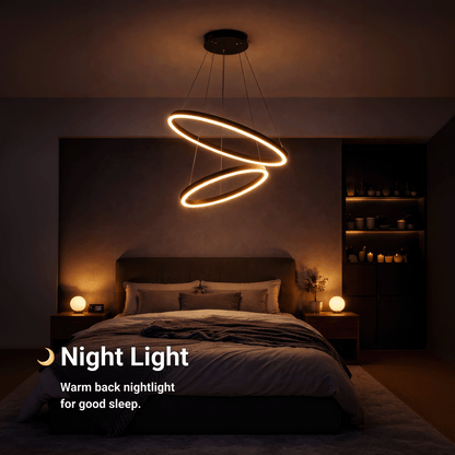 Suspended LED Chandelier with Remote Control CASIANA 40W, 2 Circles, Cold/Warm/Neutral Light 3000K/4000K/6000K, Dimmable, Black, Adjustable Height, Metal and Acrylic LED Chandeliers with Remote Control Default Title Alessandro Design