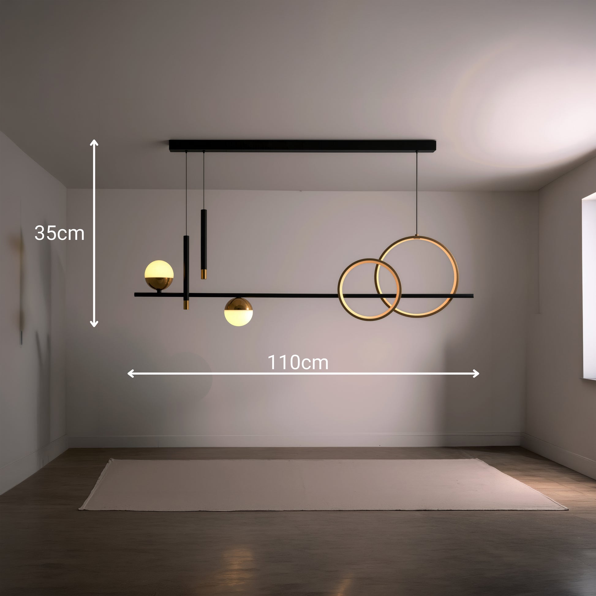 Suspended LED chandelier with remote control DAMARA 44W, Cold/Warm/Neutral light, Dimmable, Black, Height Adjustable LED Chandeliers with Remote Control Default Title Alessandro Design