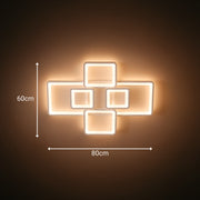 LED chandelier with remote control ELLA 119W, 6 Squares, Cold/Warm/Neutral light, Dimmable, White LED chandelier with remote control Default Title Alessandro Design