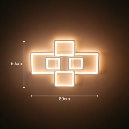LED chandelier with remote control ELLA 119W, 6 Squares, Cold/Warm/Neutral light, Dimmable, White LED chandelier with remote control Default Title Alessandro Design