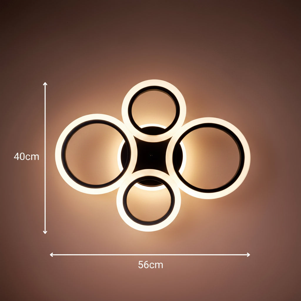 LED Chandelier with remote control BETTY 41W, 4 Circles, Cold/Warm/Neutral/RGB light, Dimmable, Black LED Chandeliers with Remote Control Default Title Alessandro Design