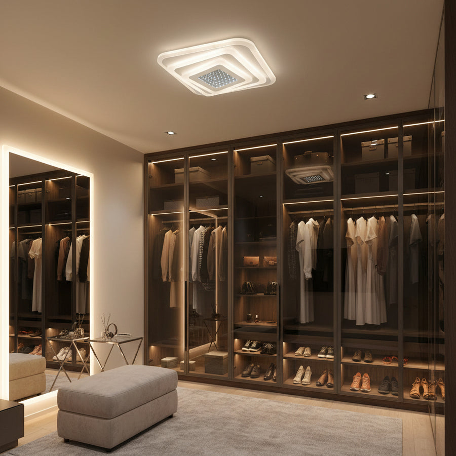 LED Chandelier NEXA 3D 46W, Square, Cold/Warm/Neutral light, White LED Chandeliers Default Title Alessandro Design