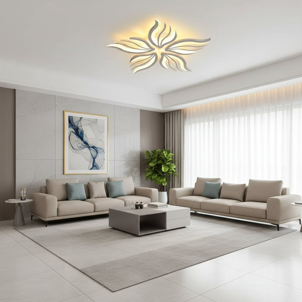 LED chandelier with remote control SAKURA 62W, 5 Petals, Cold/Warm/Neutral light, Dimmable, White LED chandelier with remote control Default Title Alessandro Design