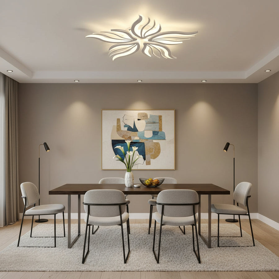 LED chandelier with remote control SAKURA 62W, 5 Petals, Cold/Warm/Neutral light, Dimmable, White LED chandelier with remote control Default Title Alessandro Design