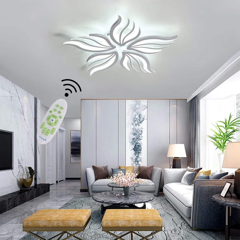 LED chandelier with remote control SAKURA 62W, 5 Petals, Cold/Warm/Neutral light, Dimmable, White LED chandelier with remote control Default Title Alessandro Design