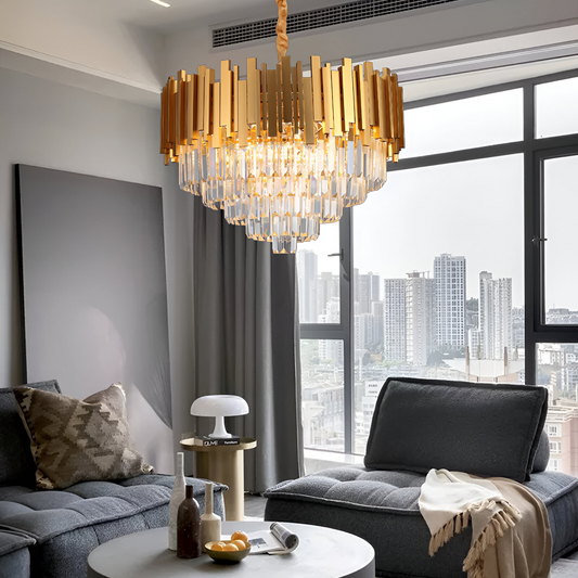Crystal Candelabra BLOIS Magno, 8x E14, Diameter 60cm, Gold, Adjustable Height Crystal Candelabra Default Title Alessandro Design
