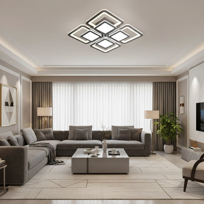 LED chandelier with remote control SUSAN 96W, 4 Squares, Cold/Warm/Neutral light, Dimmable, Black LED chandeliers with remote control Default Title Alessandro Design