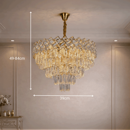 Crystal Chandelier WINDSOR Elegance 8x E14, Diameter 39cm, Shiny Gold, Adjustable Height, Metal and Crystal Crystal Chandeliers Default Title Alessandro Design