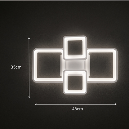 LED chandelier with remote control ELLA 67W, 4 Squares, Cold/Warm/Neutral light, Dimmable, White LED chandelier with remote control Default Title Alessandro Design