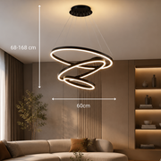 Suspended LED chandelier with remote control CASIANA 85W, 3 Circles, Cold/Warm/Neutral light, Dimmable, Black, Height Adjustable LED Chandeliers with Remote Control Default Title Alessandro Design