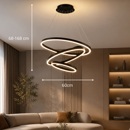 Suspended LED chandelier with remote control CASIANA 85W, 3 Circles, Cold/Warm/Neutral light, Dimmable, Black, Height Adjustable LED Chandeliers with Remote Control Default Title Alessandro Design