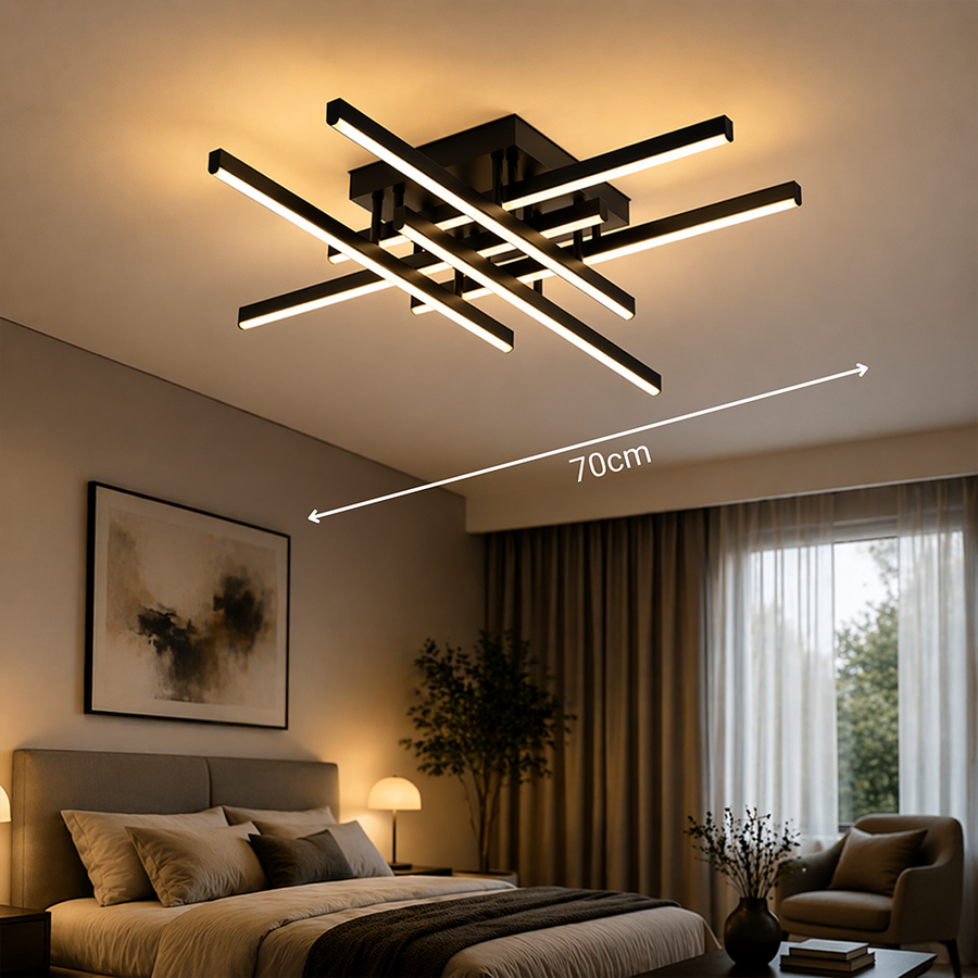 LED Chandelier with Remote Control LINEX, 81W, 6 Elements, Linear, Cold/Warm/Neutral light, Dimmable, Black LED Chandeliers with Remote Control Default Title Alessandro Design