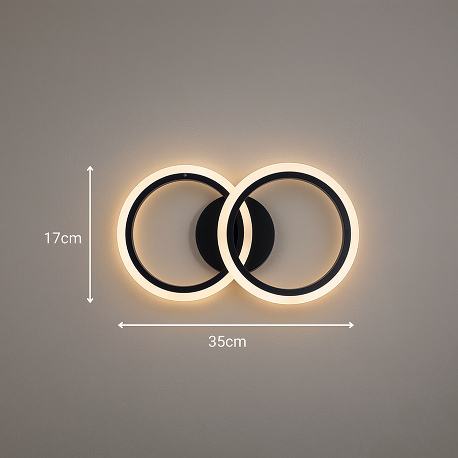 LED Chandelier with remote control BETTY 27W, 2 Circles, Cold/Warm/Neutral light, Dimmable, Black LED Chandeliers with Remote Control Default Title Alessandro Design