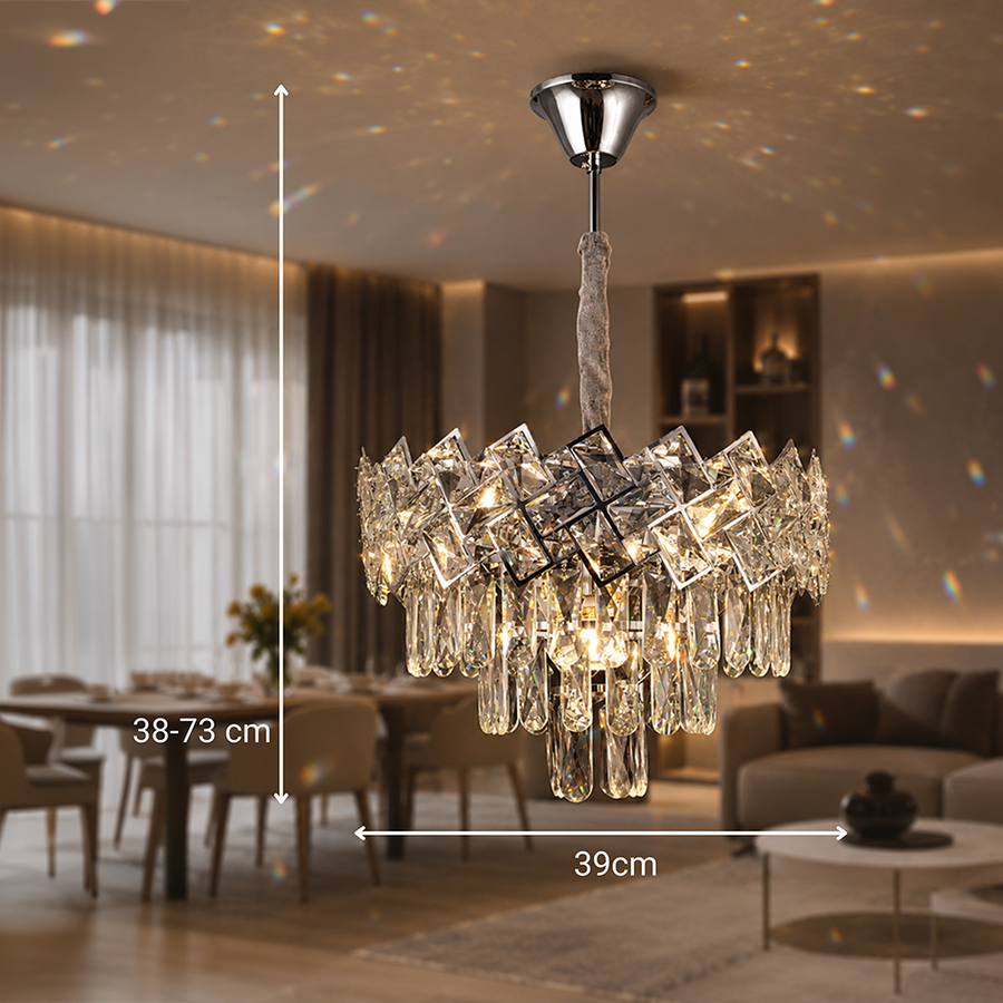 Crystal Chandelier WINDSOR Nobile 5xE14, Diameter 39cm, Shiny Chrome, Adjustable Height Crystal Chandeliers Default Title Alessandro Design