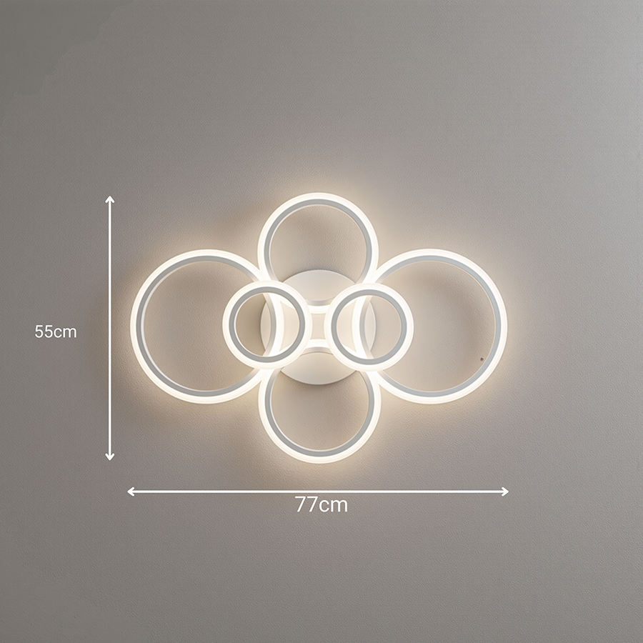 LED chandelier with remote control BETTY 82W, 6 Circles, Cold/Warm/Neutral light, Dimmable, White LED chandelier with remote control Default Title Alessandro Design