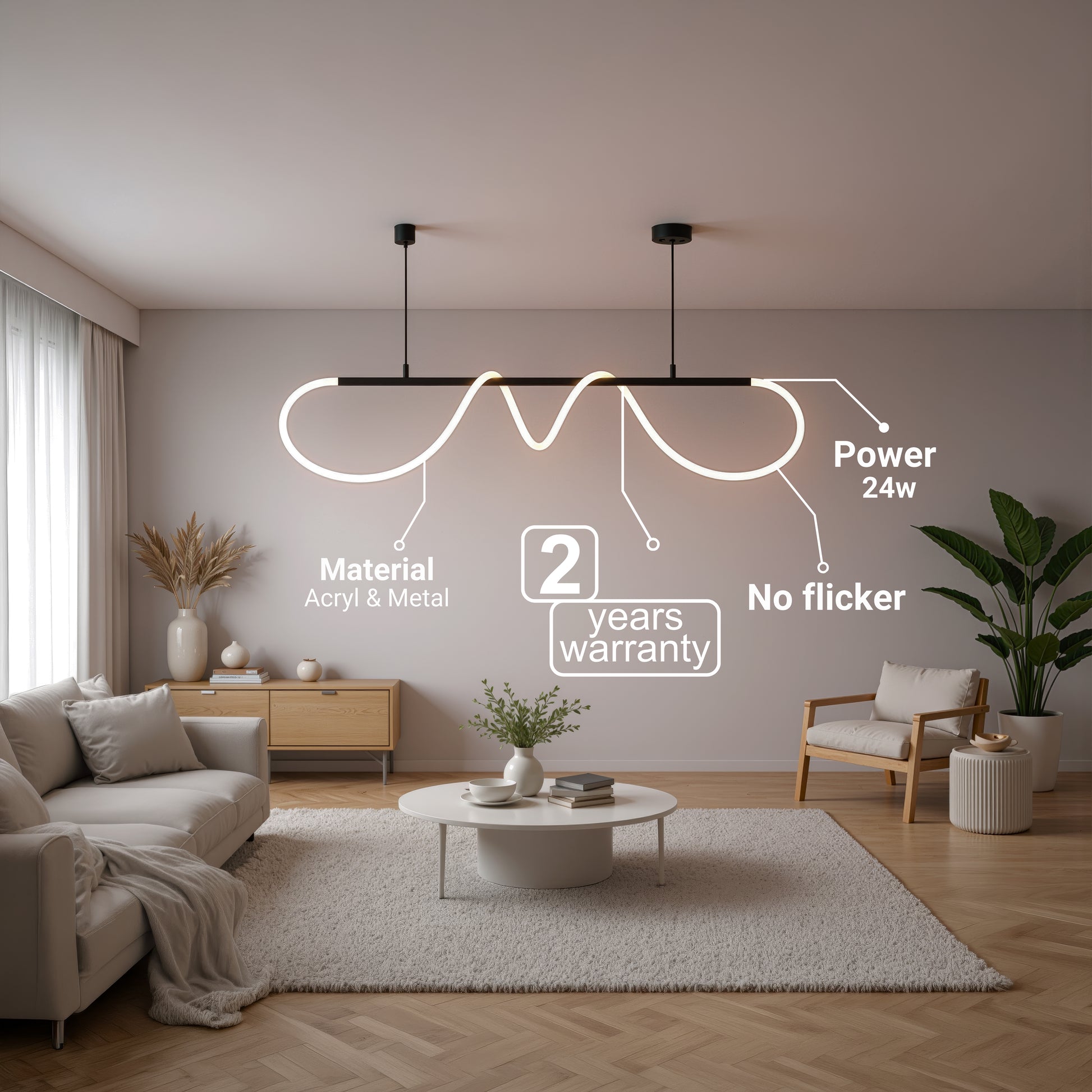 DIVINO LED Chandelier with Flexible Silicone Tube - 24W, Adjustable Light, Matt Black Modern Chandeliers Default Title Alessandro Design