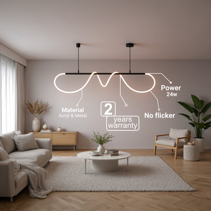 DIVINO LED Chandelier with Flexible Silicone Tube - 24W, Adjustable Light, Matt Black Modern Chandeliers Default Title Alessandro Design