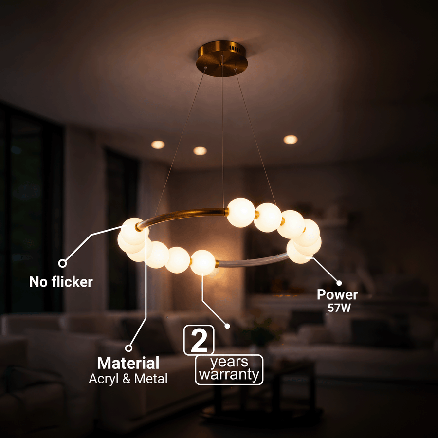LED Pendant Light Acrylic Nova 57W with Remote Control, Dimmable, 3000K/4000K/6000K, Gold, Metal and Acrylic LED Chandeliers with Remote Control Default Title Alessandro Design