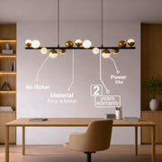 Aurion 29W Acrylic LED Hanging Chandelier with Remote Control, Dimmable, Black Gold, Metal and Acrylic LED Chandeliers with Remote Control Default Title Alessandro Design