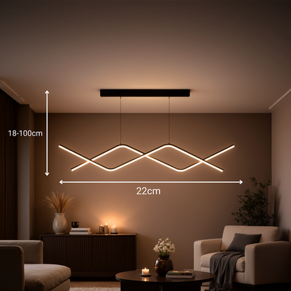 Suspended LED chandelier with remote control ZIGZAG 27W, Cold/Warm/Neutral light, Dimmable, Black, Height Adjustable LED Chandeliers with Remote Control Default Title Alessandro Design