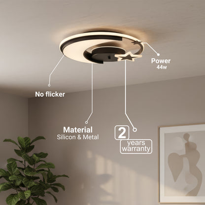 LED chandelier with remote control ALYONA 44W, Moon and Star, Cold/Warm/Neutral light, Dimmable, Black LED chandelier with remote control Default Title Alessandro Design