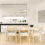 Suspended LED Chandelier, ANINA, 34W, 1 Circle, Diameter 50cm, Cold/Warm/Neutral Light 3000K/4000K/6000K, Dimmable, Shiny Gold White, Adjustable Height, Metal and Acrylic LED Chandeliers with Remote Control Default Title Alessandro Design