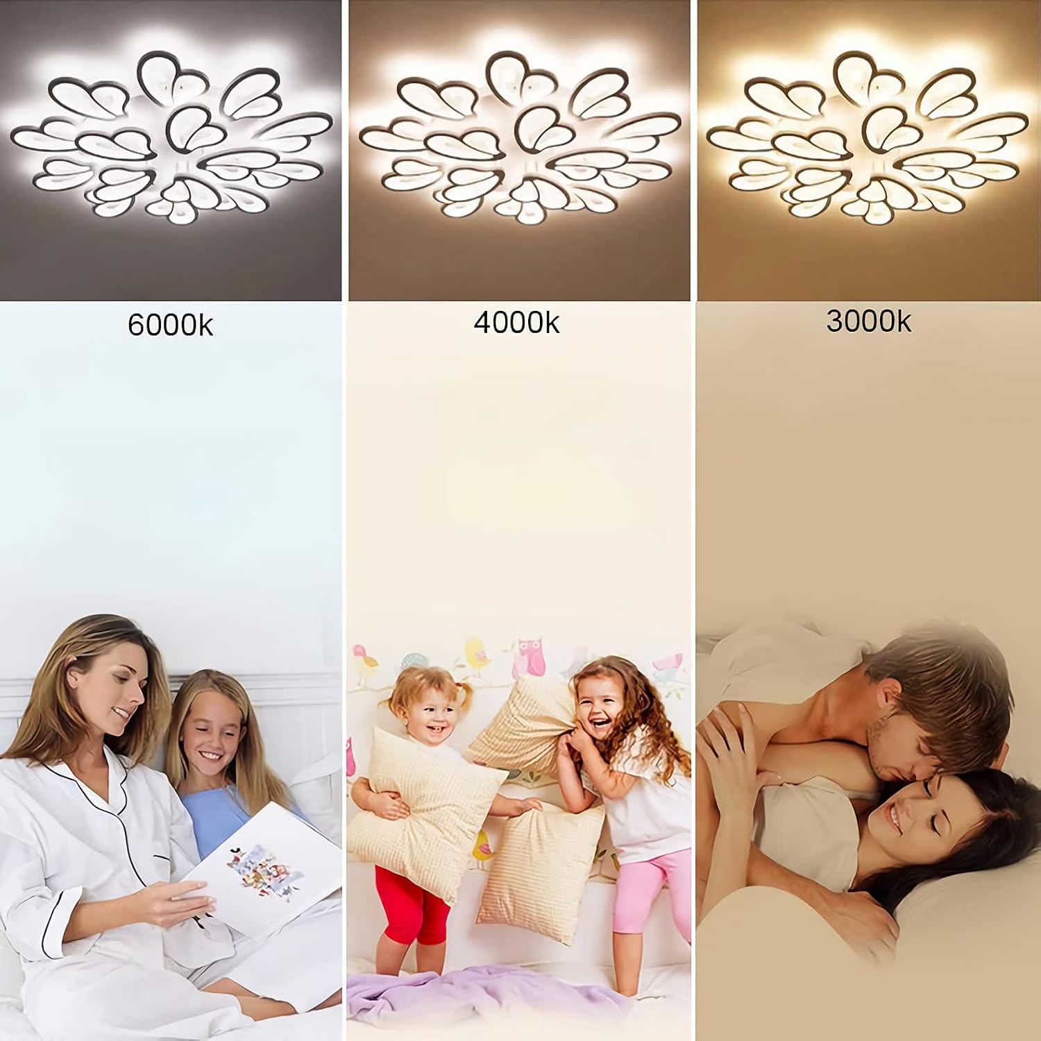 LED chandelier with remote control BLOSSOM 146W, 12 Petals, Cold/Warm/Neutral light 3000k/4000k/6000k, Dimmable, White LED chandelier with remote control Default Title Alessandro Design