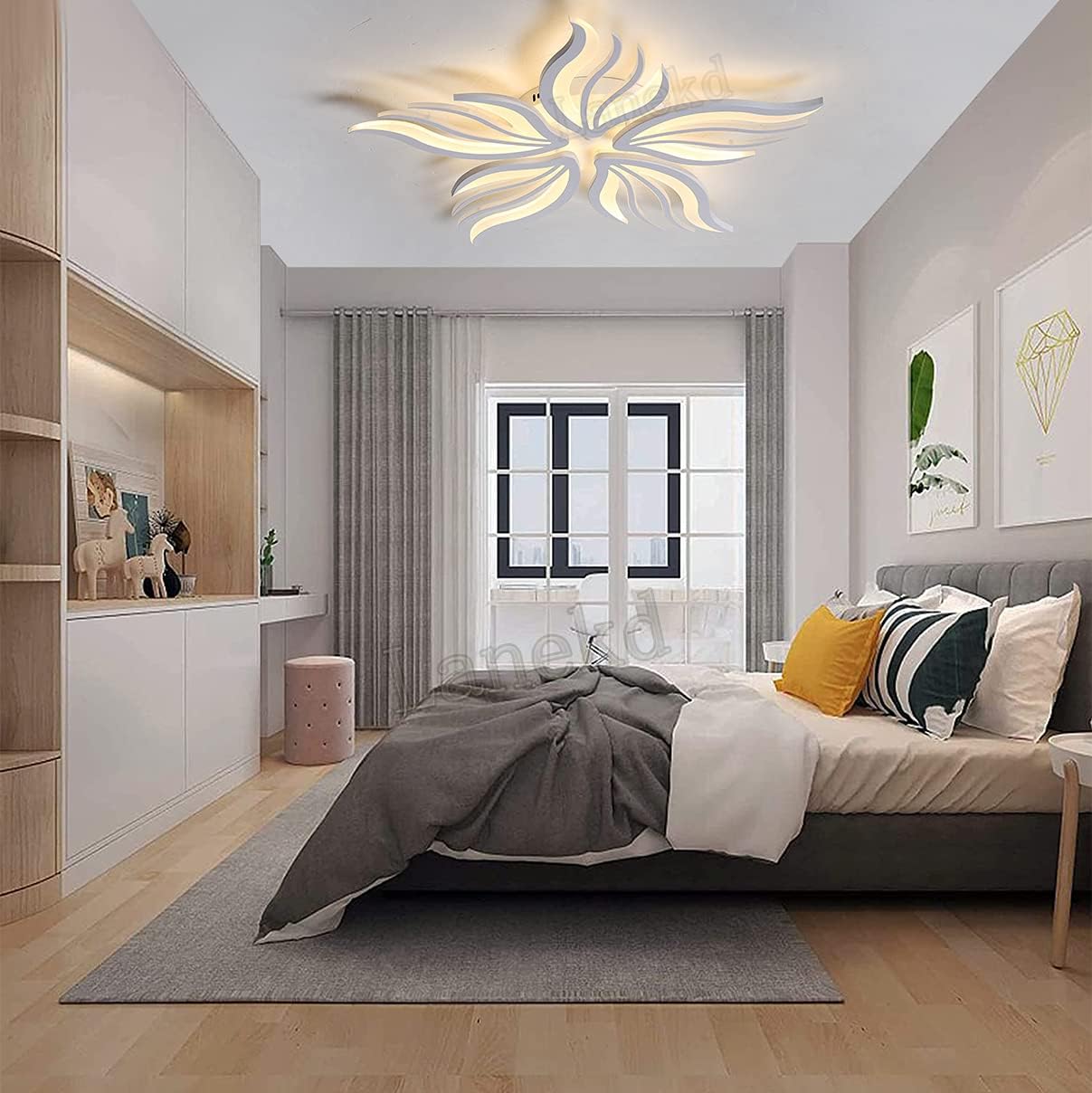 LED chandelier with remote control SAKURA 62W, 5 Petals, Cold/Warm/Neutral light, Dimmable, White LED chandelier with remote control Default Title Alessandro Design