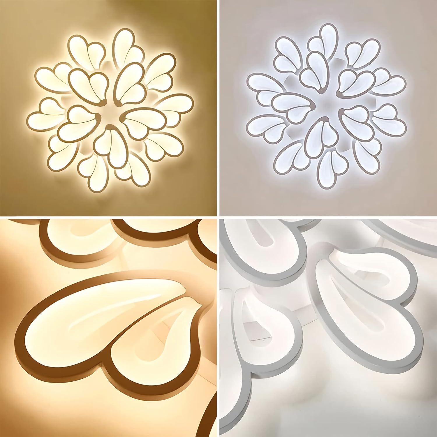 LED chandelier with remote control BLOSSOM 146W, 12 Petals, Cold/Warm/Neutral light 3000k/4000k/6000k, Dimmable, White LED chandelier with remote control Default Title Alessandro Design
