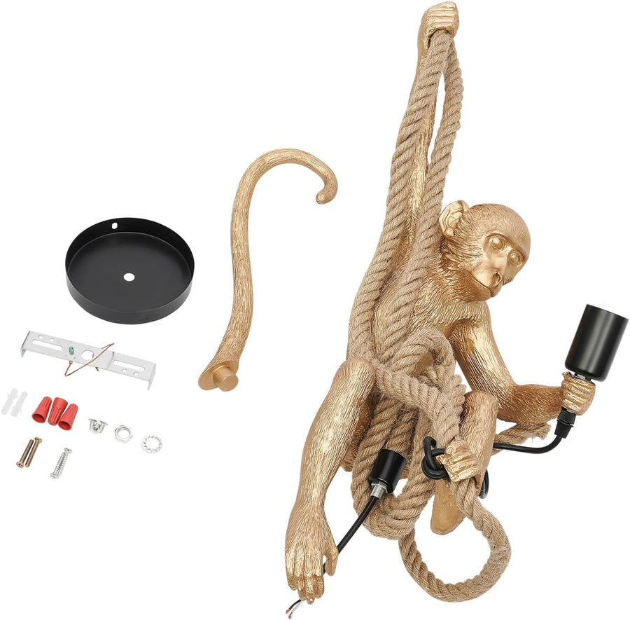 Vintage Hanging Chandelier, LV700, 1xE27, Monkey, String and Metal, Black Support Vintage Chandeliers Default Title Alessandro Design