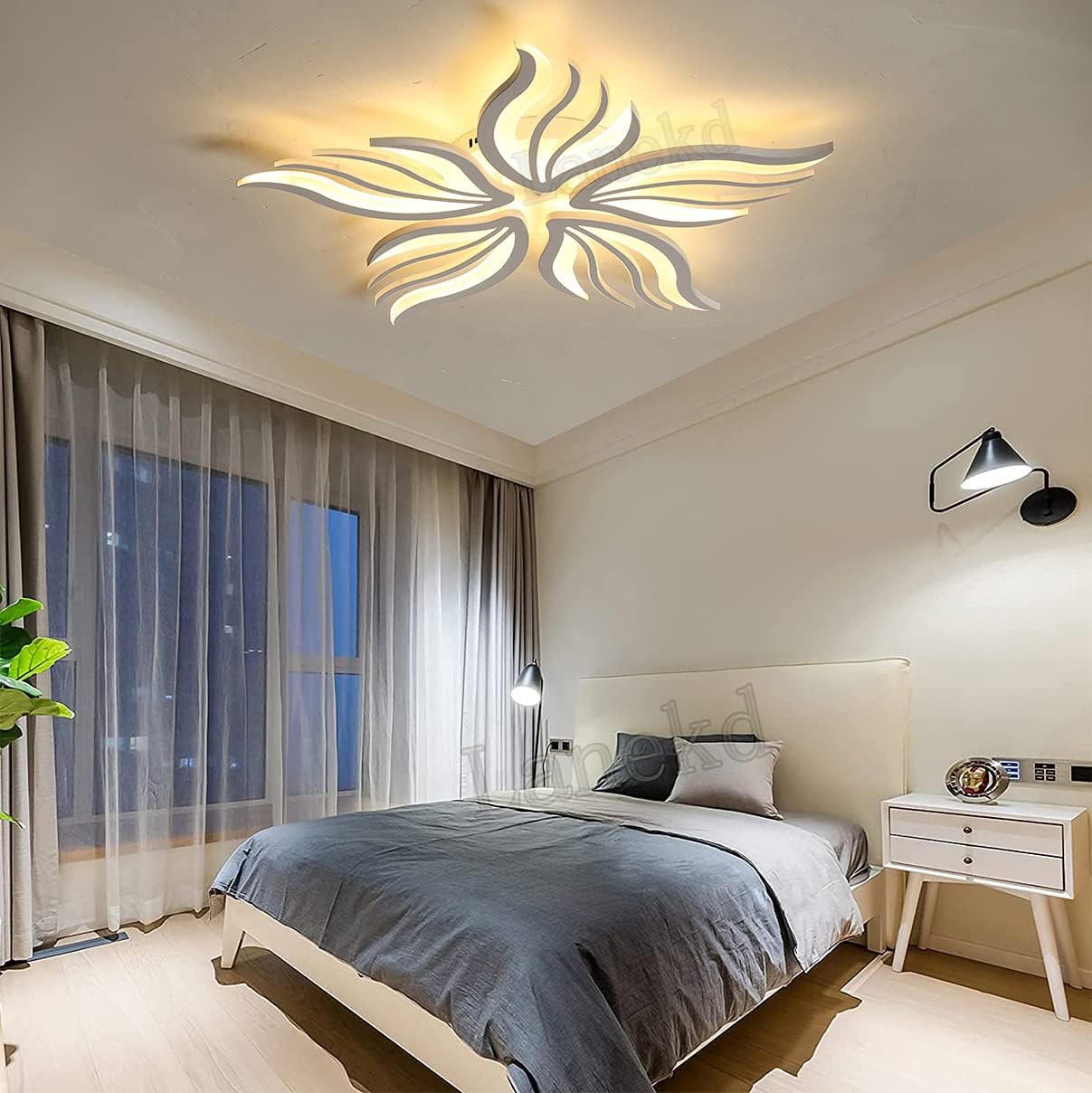 LED chandelier with remote control SAKURA 62W, 5 Petals, Cold/Warm/Neutral light, Dimmable, White LED chandelier with remote control Default Title Alessandro Design