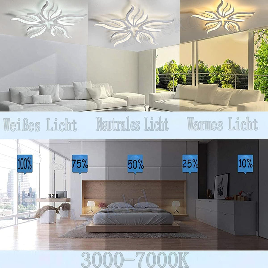 LED chandelier with remote control SAKURA 62W, 5 Petals, Cold/Warm/Neutral light, Dimmable, White LED chandelier with remote control Default Title Alessandro Design