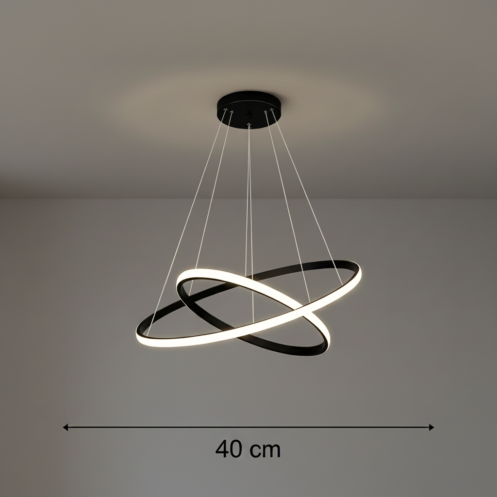 Lustra LED suspendata RICCI 25W, 2 Cercuri, lumina Rece/Calda/Neutra, Negru, Inaltime Reglabila Lustre Moderne Default Title Alessandro Design