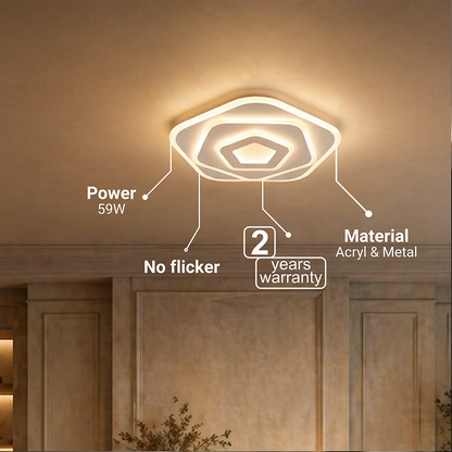 LED Chandelier with Remote Control PENTAGON 59W, 40cm, Cold/Warm/Neutral Light 3000K/4000K/6000K, White, Metal and Acrylic LED Chandeliers with Remote Control Default Title Alessandro Design