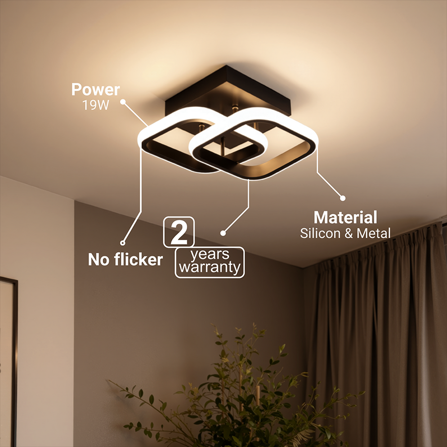 LED Chandelier VERTEX Matrix Overlapping Diamonds, Metal Frames, 24W, 2 Diamonds, Cold/Warm/Neutral Light 3000K/4000K/6000K, Black, Metal and Silicone LED Chandelier Default Title Alessandro Design
