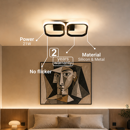 LED Chandelier VERTEX 21W, 2 Squares, Linear, Cold/Warm/Neutral light, Black LED Chandeliers Default Title Alessandro Design