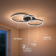 LED Chandelier with remote control RINOVA 66W, 2 Circles, Cold/Warm/Neutral light, Dimmable, Black LED Chandeliers with Remote Control Default Title Alessandro Design